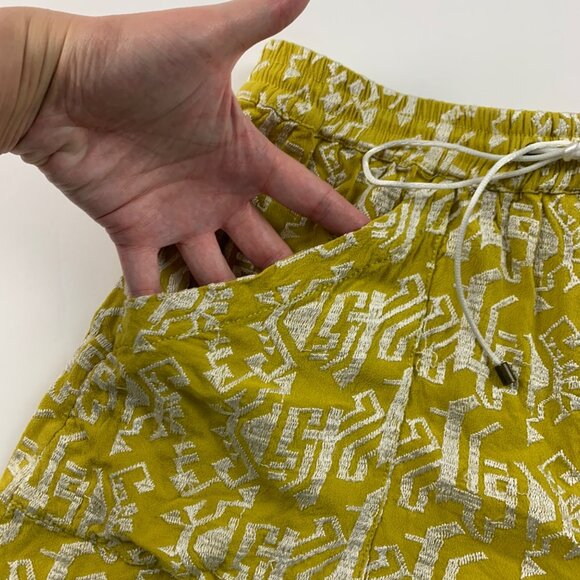 Elevenses Lime White Embroidered High Rise Shorts S - Picture 2 of 5